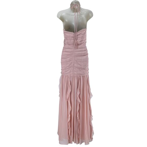 Veronica Beard Lucine Ruched Silk Halter Neck Maxi Dress Size 12 - Picture 8 of 13